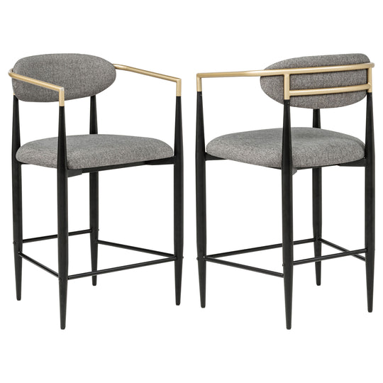 Tina - Metal Counter Height Bar Stool With Upholstered Back And Seat (Set of 2)