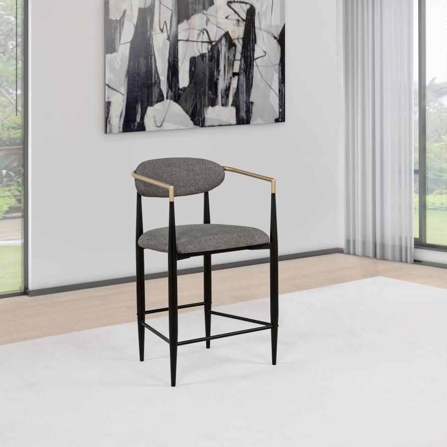 Tina - Metal Counter Height Bar Stool With Upholstered Back And Seat (Set of 2)
