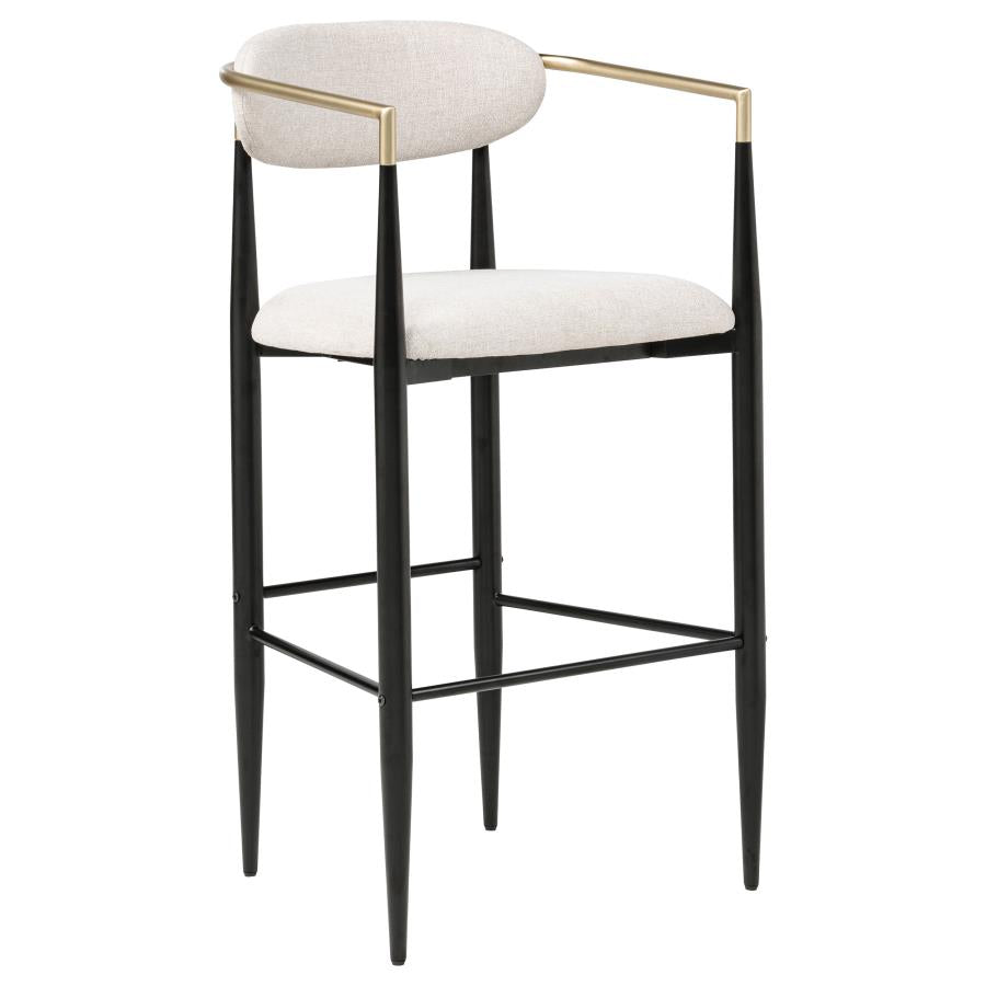 Tina - Metal Pub Height Bar Stool With Upholstered Back And Seat (Set of 2)