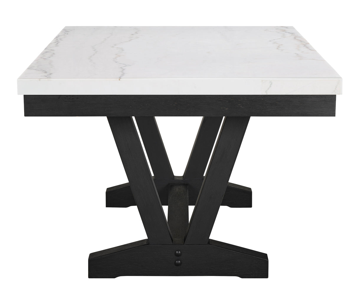 Varley - Genuine Marble Dining Table - Charcoal & White by Crown Mark | Bel Furniture