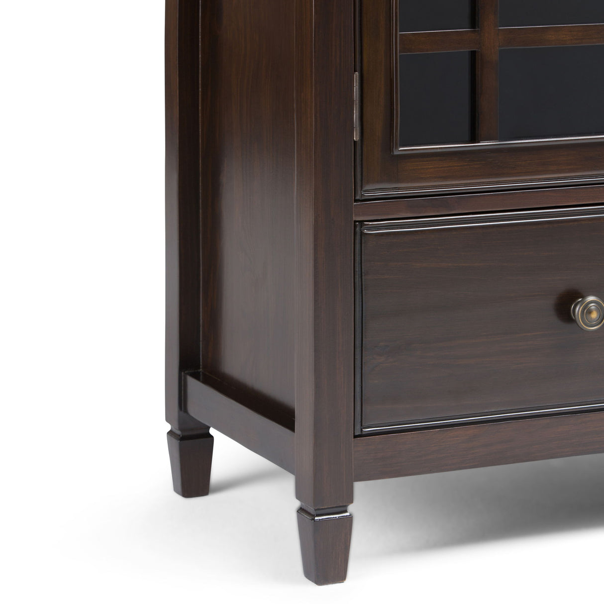Connaught - Tall Storage Cabinet - Dark Chestnut Brown by Simpli-Home | Bel Furniture