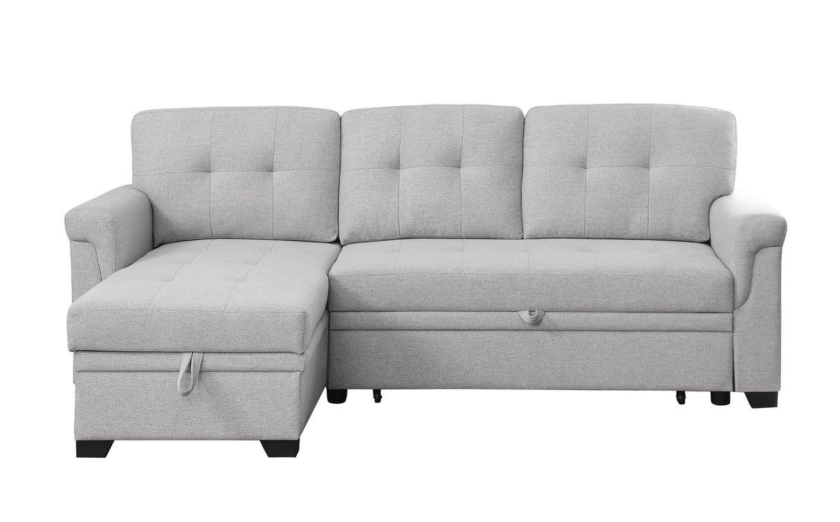 Hunter - Linen Reversible Sleeper Sectional Sofa With Storage Chaise by Lilola Home | Bel Furniture