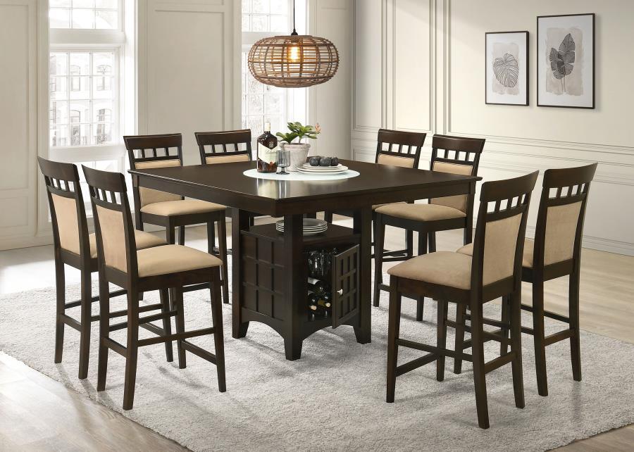 Gabriel - Square Counter Height Dining Set Dark Brown 9 Pc. Table, 8 Chairs by Coaster Fine Furniture | Bel Furniture