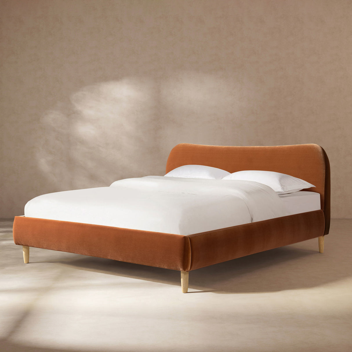 Roman - Curved Headboard Upholstered Platform Bed
