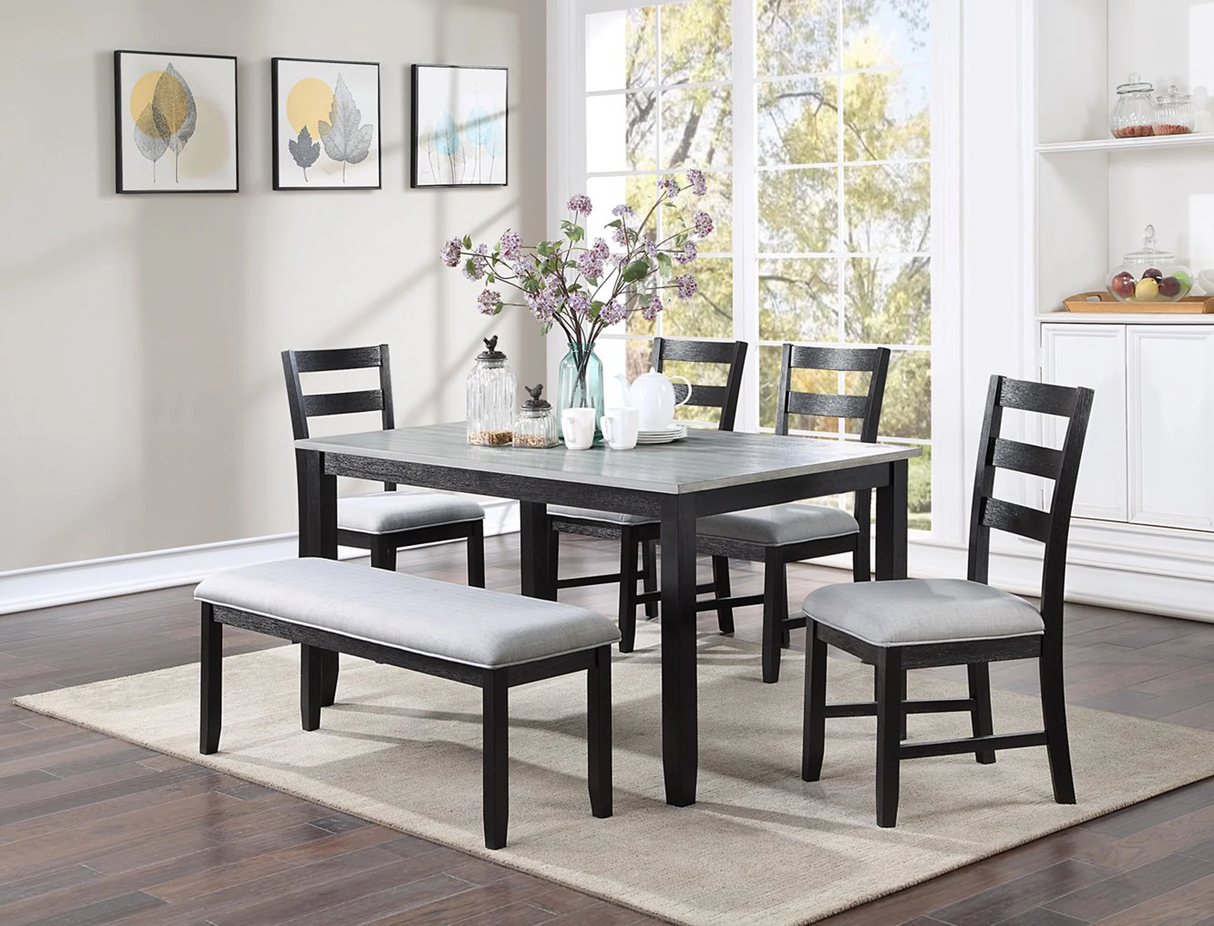 Beige Modern 3 Room Furniture Package with Wingback Queen Bed, 6 Piece Dining Set & 2 Piece Living Room Set