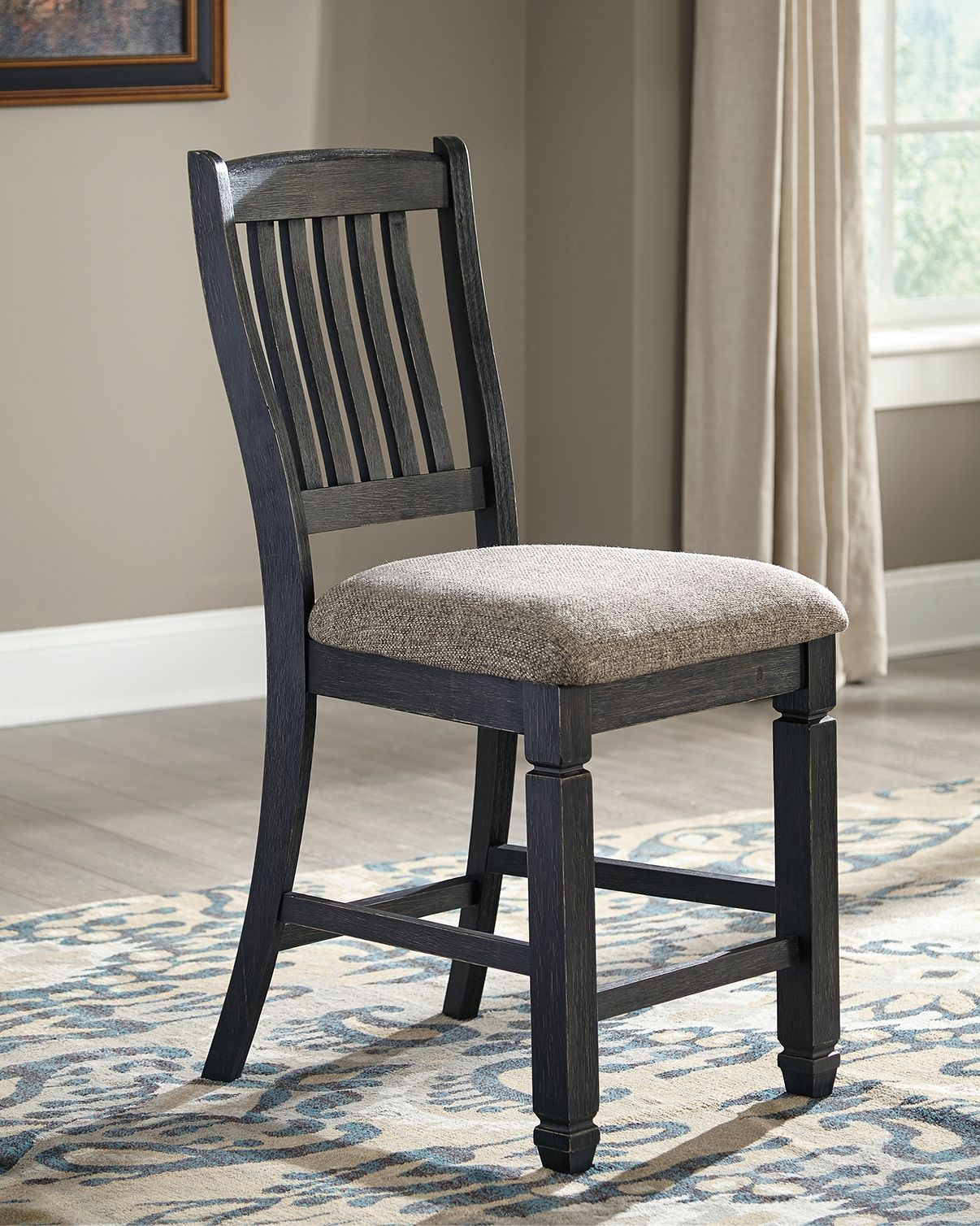 Tyler Creek - Black / Grayish Brown - Upholstered Barstool (Set of 2) by Signature Design by Ashley® | Bel Furniture
