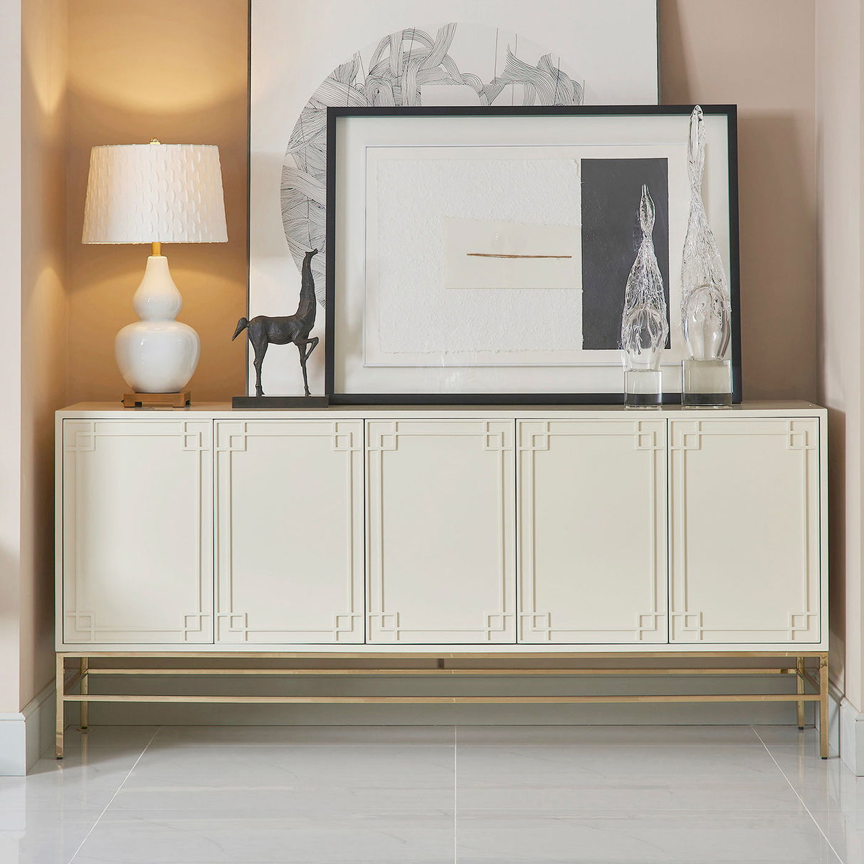 Gemini - Sideboard Storage Buffet - White Birch by Jennifer Taylor Home | Bel Furniture