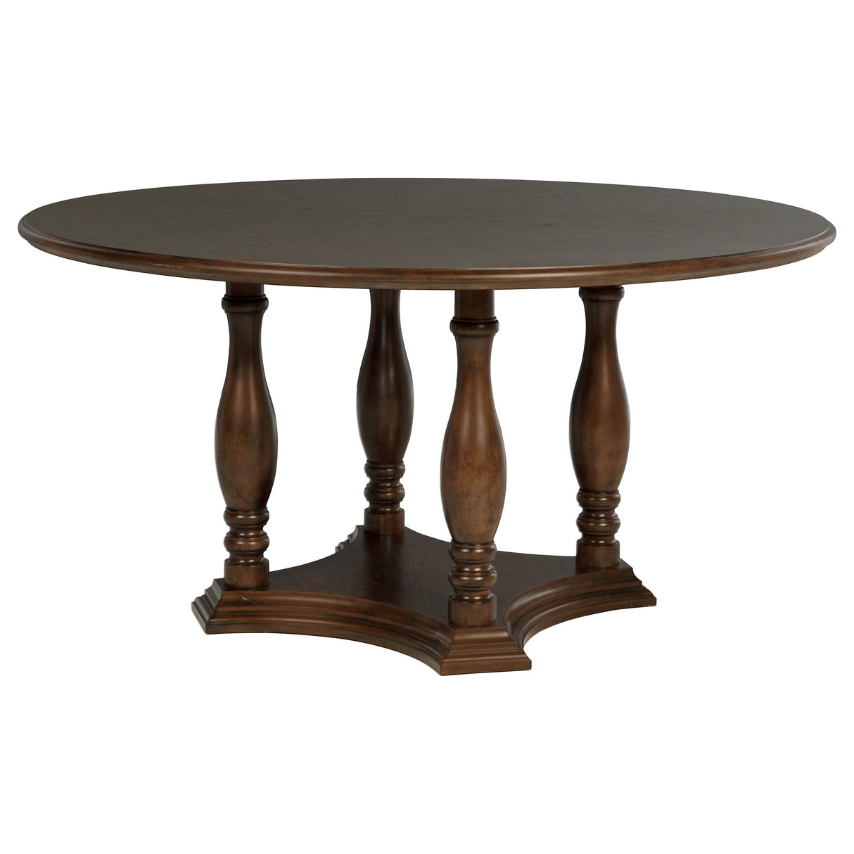 Landon - Round Wood Pedestal Dining Table - Rich Brown by Coaster Fine Furniture | Bel Furniture