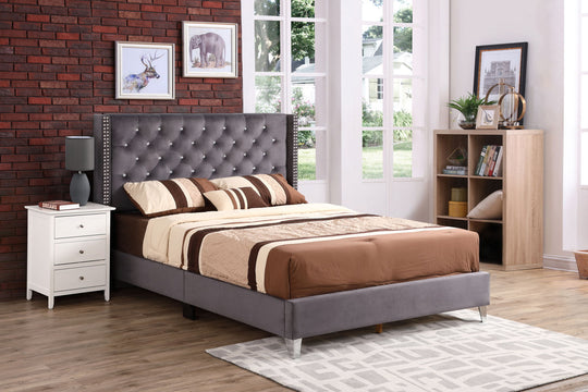 Upholstered Nailhead Trim Chic Bed - view 2