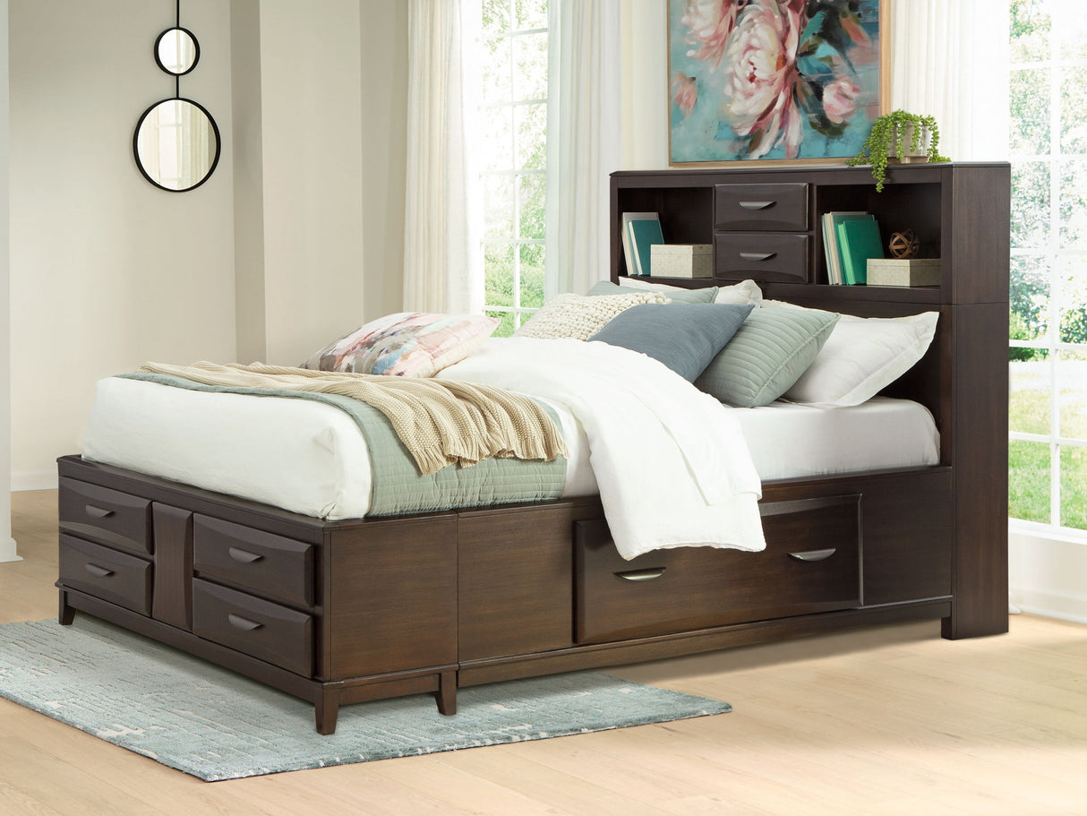 Vanmore - Queen Storage Bed - Dark Brown