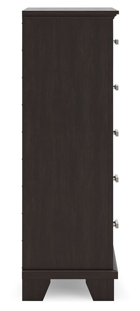Covetown - Dark Brown - Five Drawer Chest by Signature Design by Ashley® | Bel Furniture