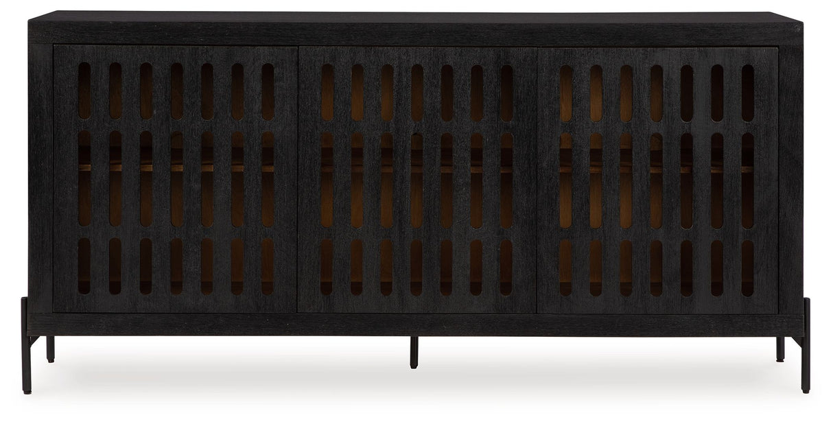 Vallisburg - Black / Natural - Accent Cabinet by Signature Design by Ashley® | Bel Furniture