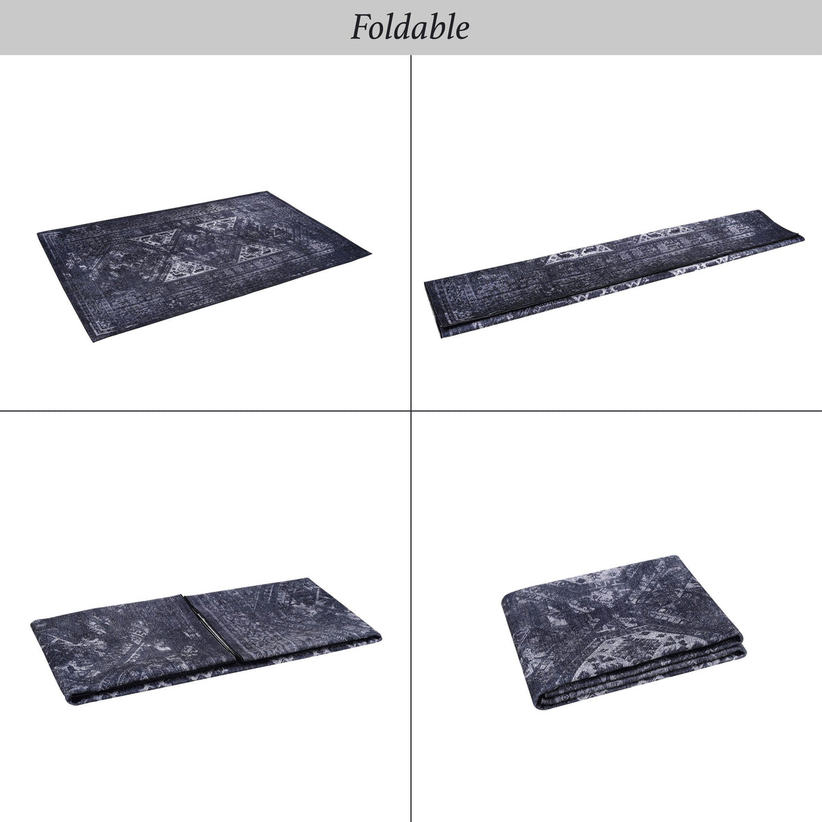 Maval - 2' X 3' Washable Area Rug - Black / Gray
