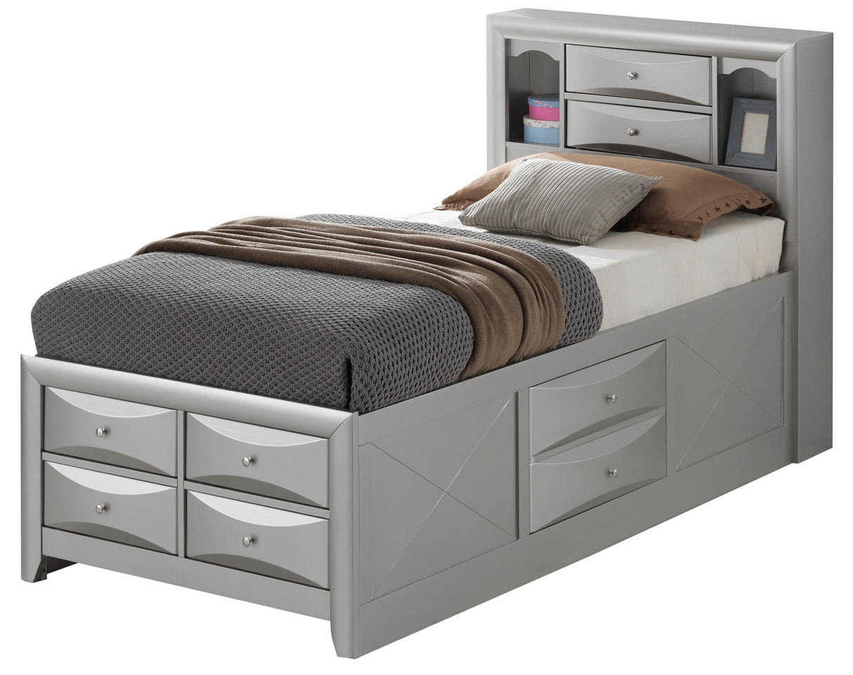 Modern Design Storage Bed With Bookcase Headboard