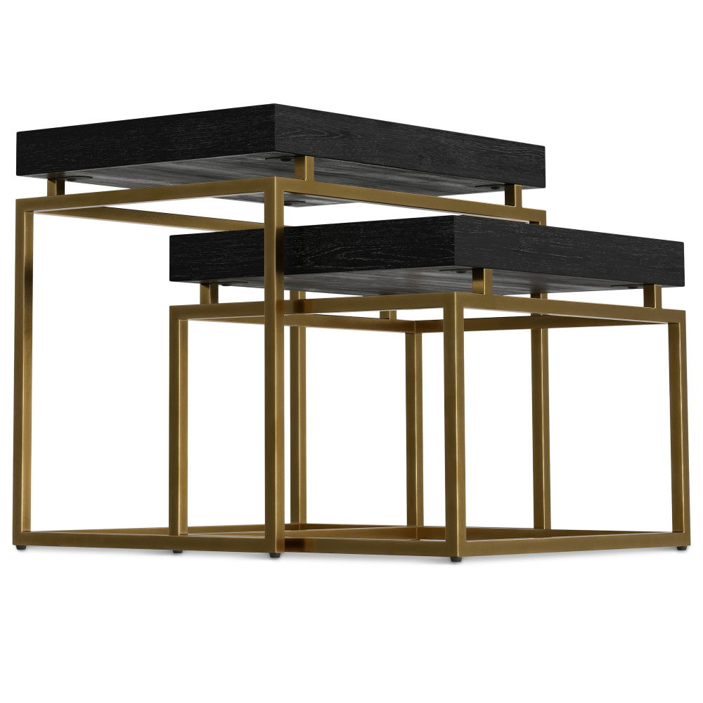 Macy - 2 Pieces Nesting Table - Black / Gold by Simpli-Home | Bel Furniture