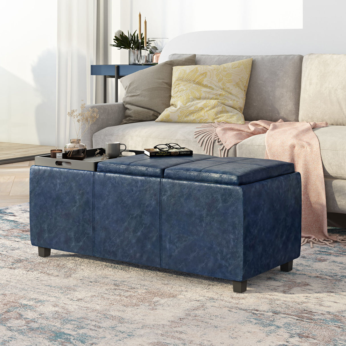 Avalon - Upholstered Storage Ottoman by Simpli-Home | Bel Furniture
