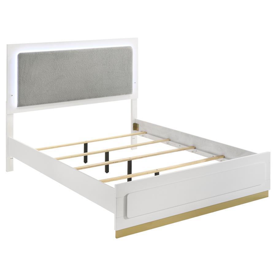 Caraway - Wood LED Panel Bed White Queen by Coaster Fine Furniture | Bel Furniture