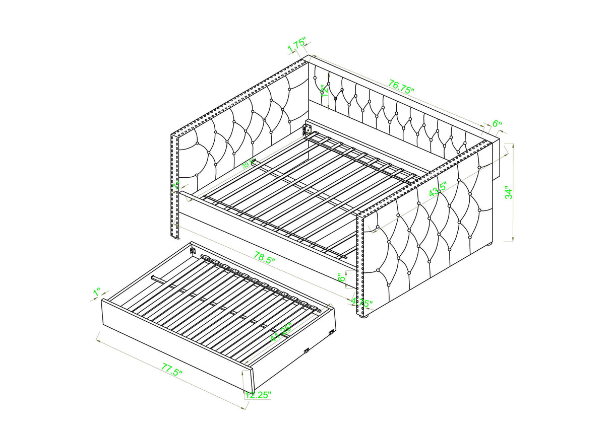 Trina - Daybed - Gunmetal Gray