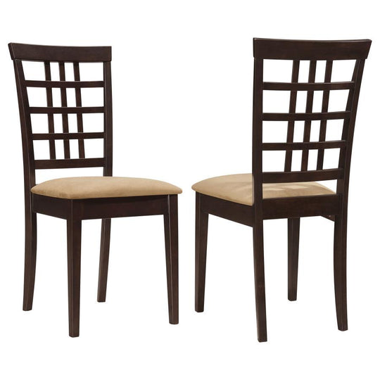 Kelso - Lattice Back Dining Side Chair (Set of 2) - Cappuccino by CoasterEveryday | Bel Furniture