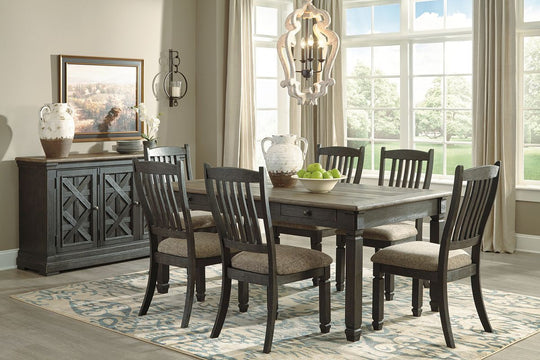 Tyler Creek - Dining Table Set Dark Gray 8 Pc. - Rectangular Dining Room Table, 6 Upholstered Side Chairs, Server by Signature Design by Ashley® | Bel Furniture