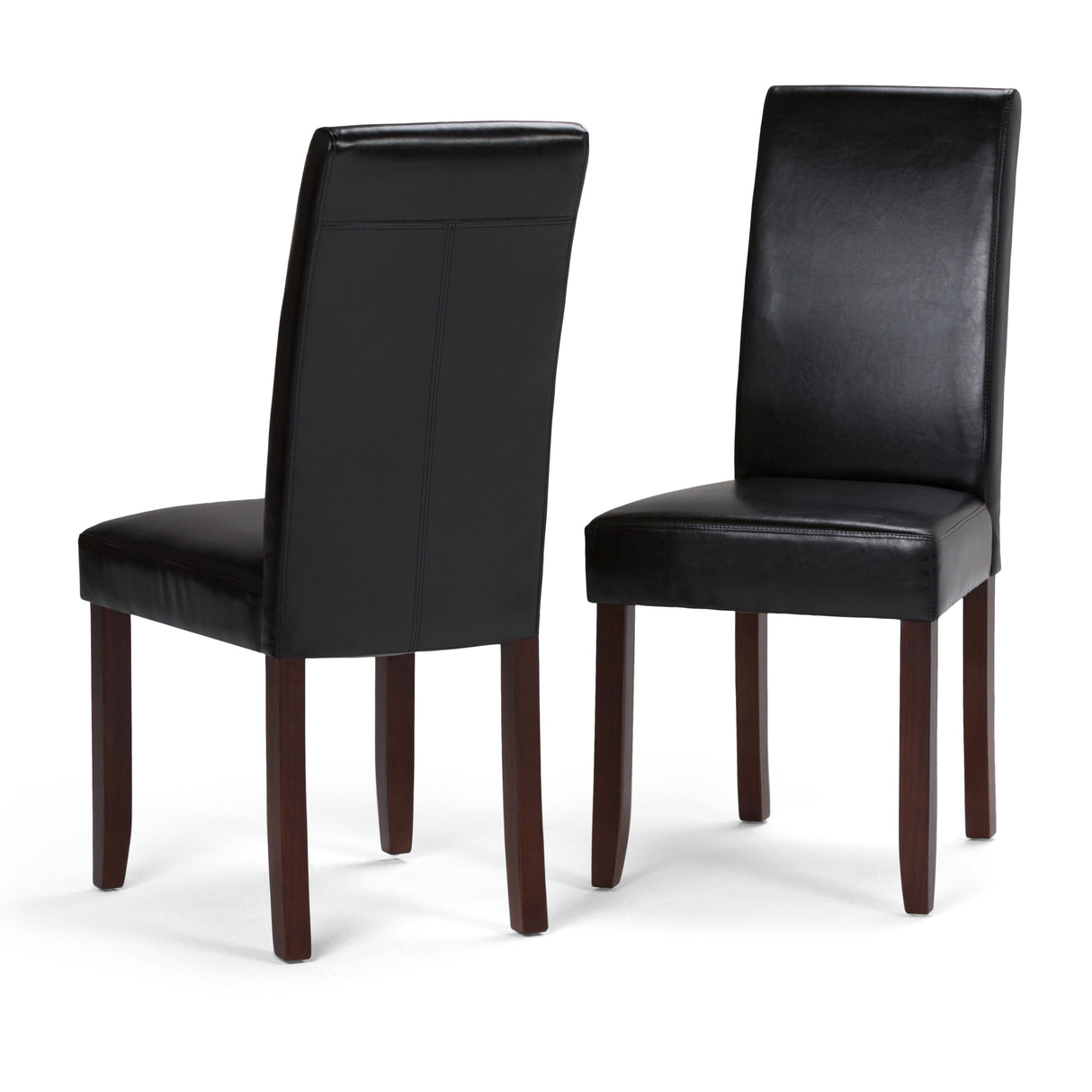 Acadian - Upholstered Parson Dining Chair (Set of 2) Black Faux Leather by Simpli-Home | Bel Furniture