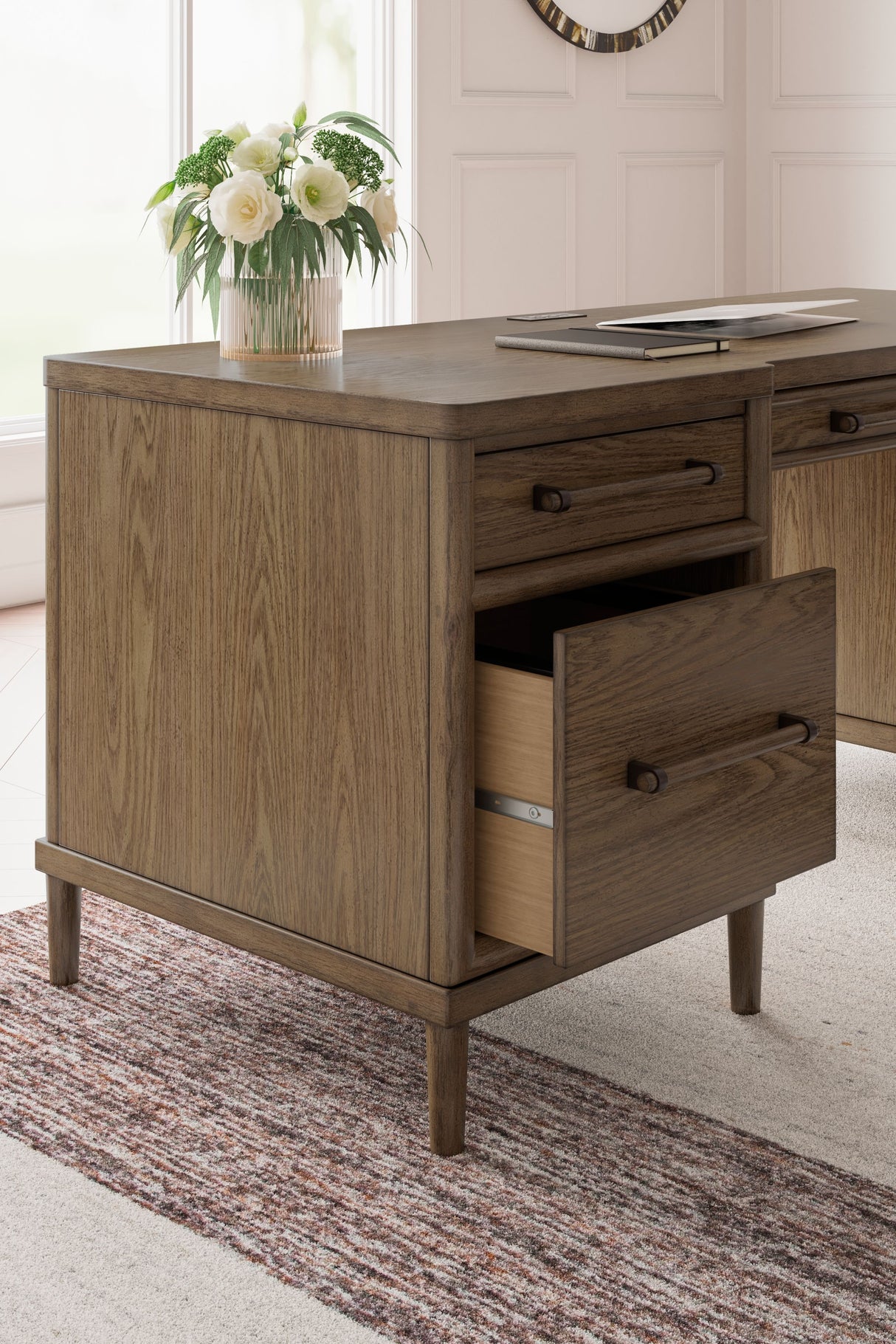 Roanhowe - Brown - Home Office Desk by Signature Design by Ashley® | Bel Furniture