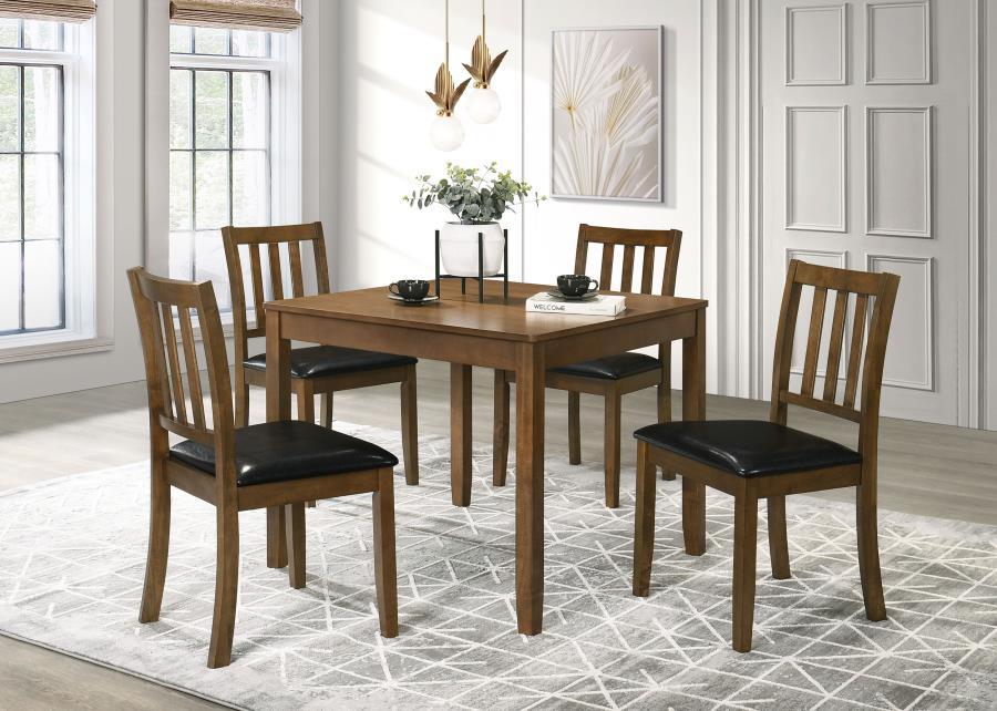 Parkwood - Square Dining Table Set Dark Brown 5 Pc. Table, 4 Chairs by Coaster Fine Furniture | Bel Furniture