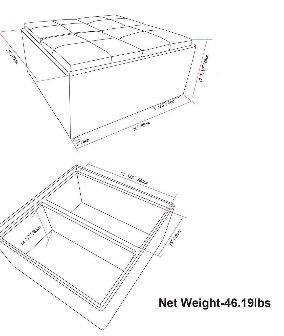 Avalon - Square Coffee Table Storage Ottoman - Tanners Brown by Simpli-Home | Bel Furniture