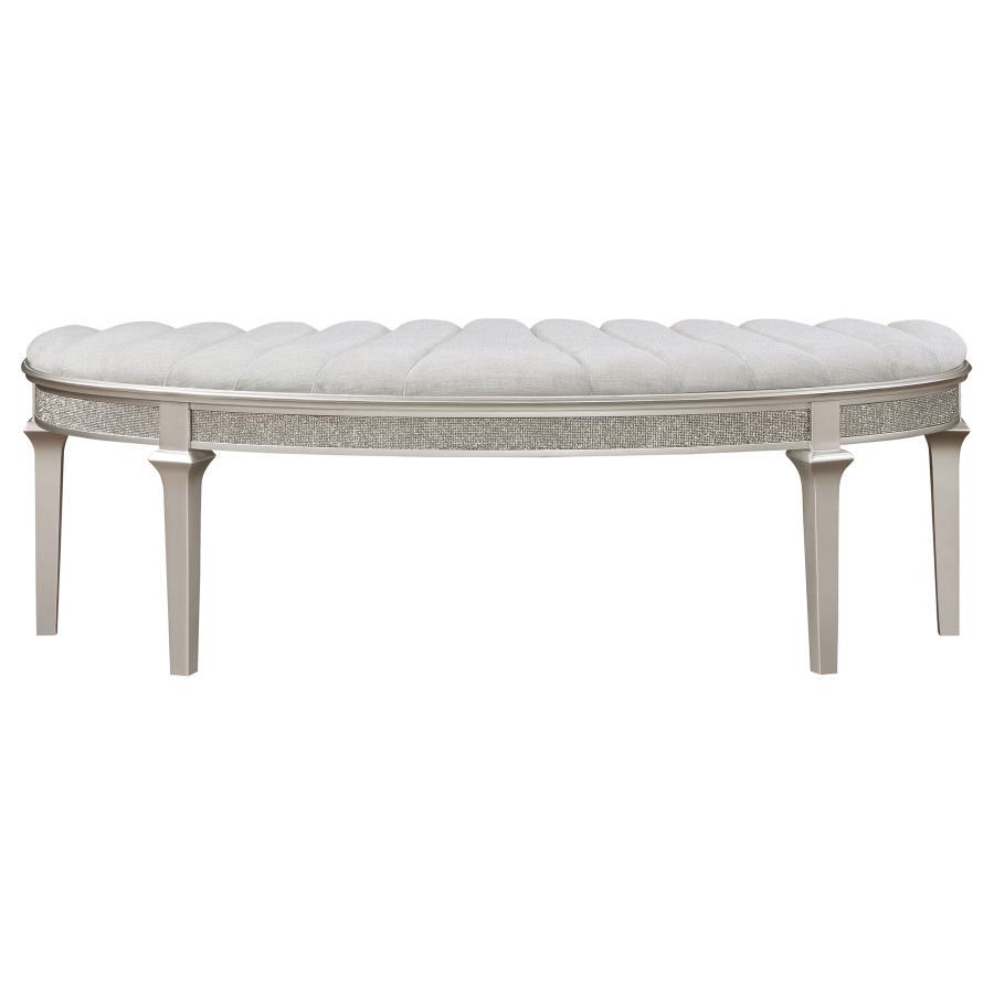 Evangeline - Curved Fabric Upholstered Bench - Silver Oak by Coaster Fine Furniture | Bel Furniture