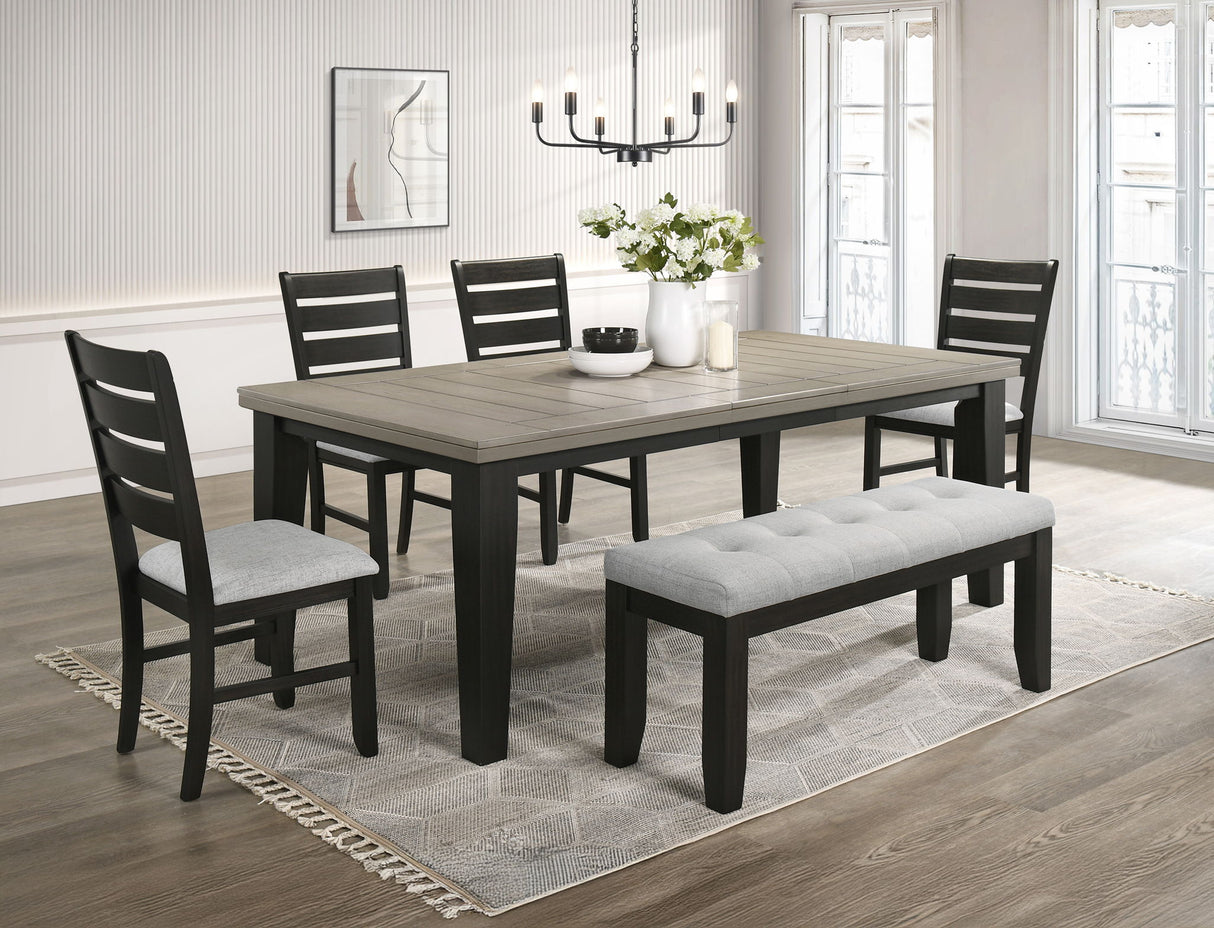 Bardstown - Dining Room Set Black 6 Pc. Table, 4 Chairs, Bench by Crown Mark | Bel Furniture