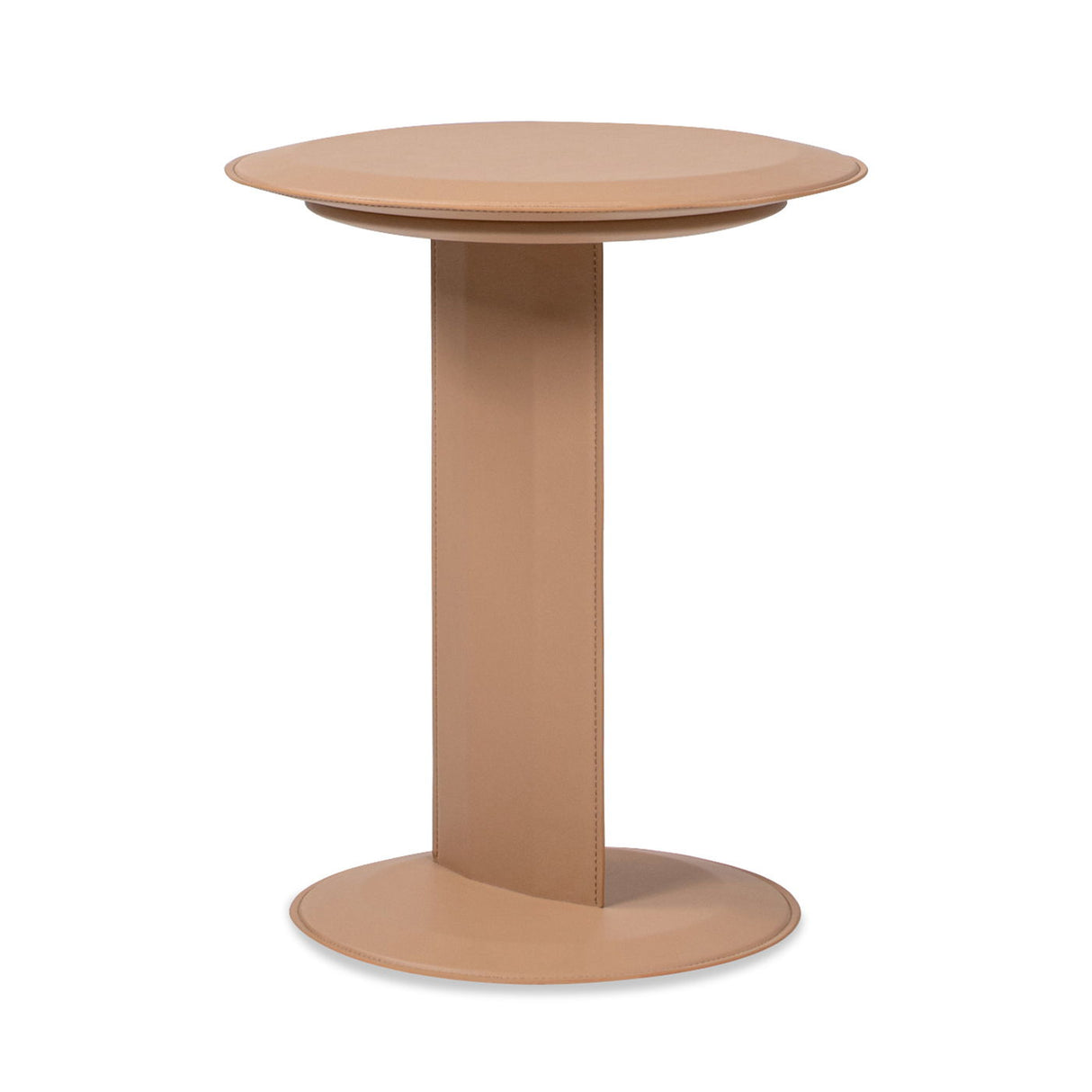 Mode - Leatherette Round C-Shaped Sofa Side Table - Saddle Brown by Jennifer Taylor Home | Bel Furniture