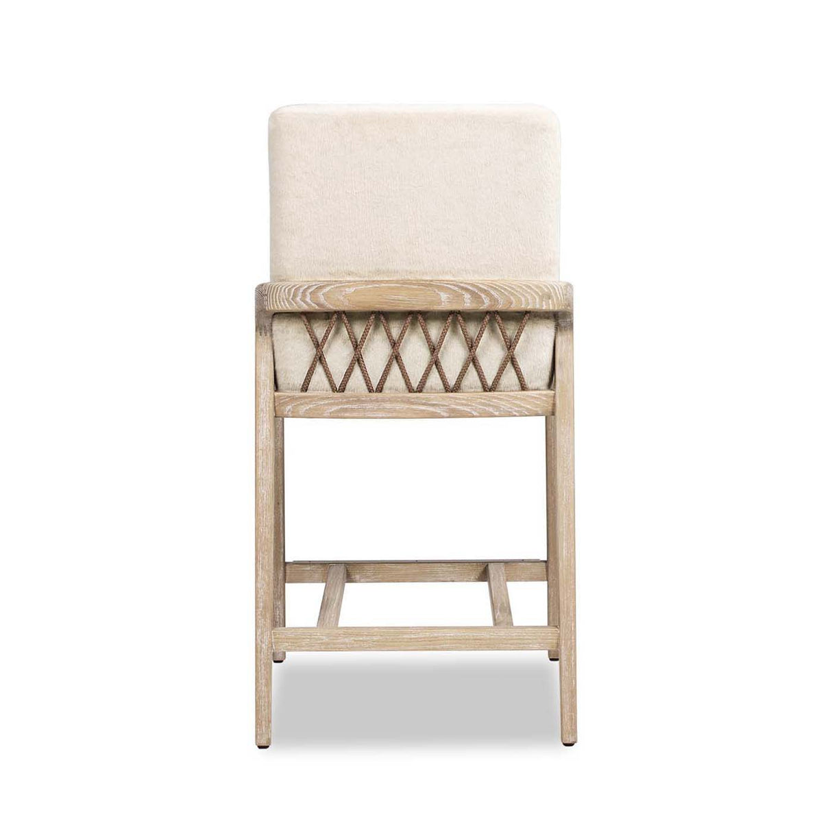 Arizona - Solid Ash Upholstered Counter Stool With Rope Detail - Creme De La Creme White by Jennifer Taylor Home | Bel Furniture
