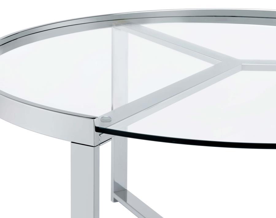 Delia - 2 Piece Round Glass Top Nesting Coffee Table by Coaster Fine Furniture | Bel Furniture