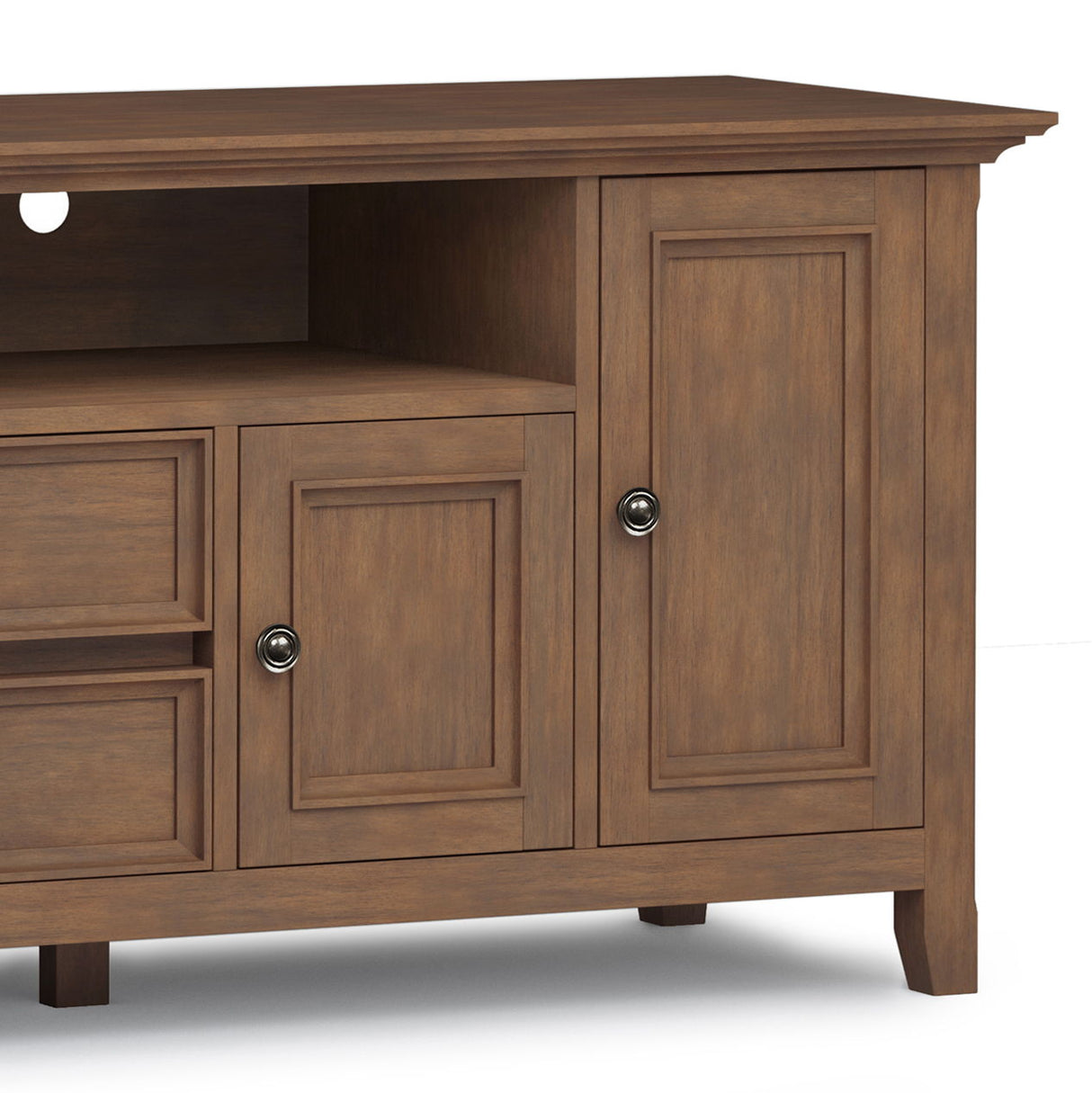 Amherst - Wide TV Media Stand - Rustic Natural Aged Brown by Simpli-Home | Bel Furniture