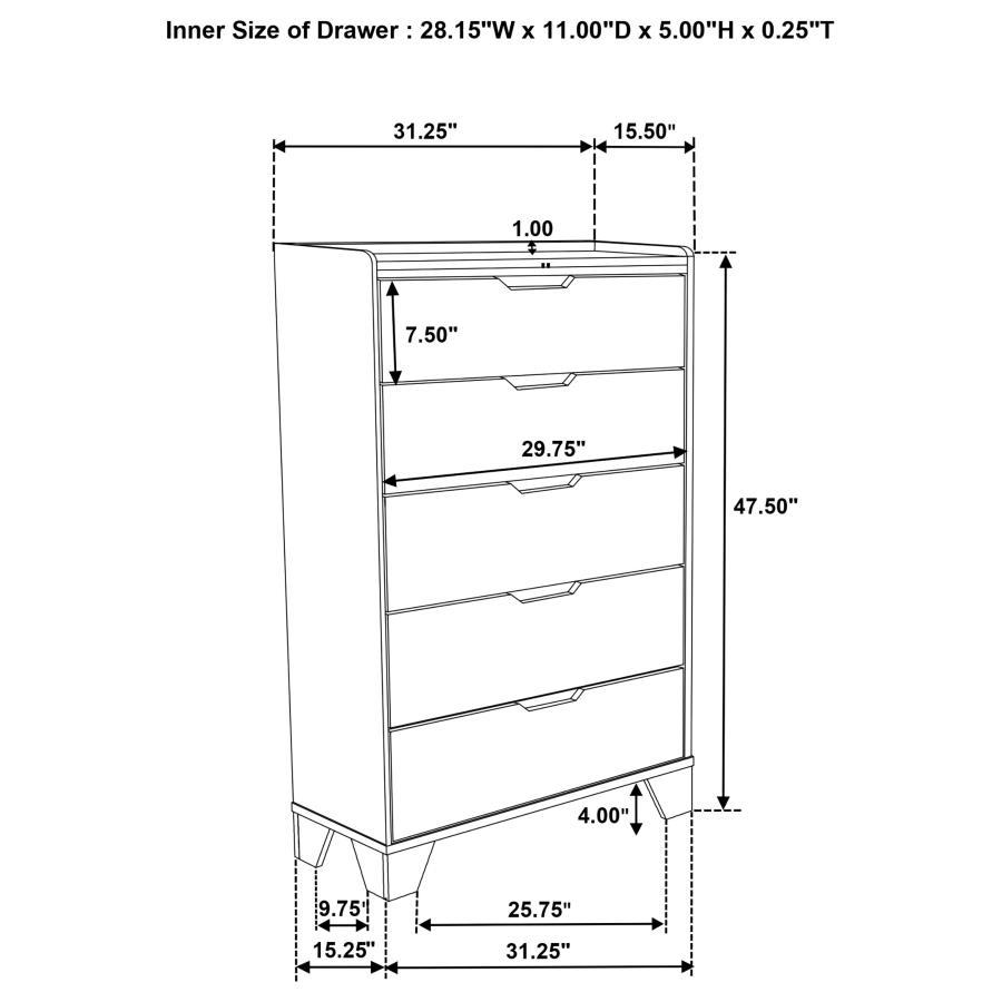 Henderson - 5-Drawer Bedroom Chest Of Drawers - Medium Oak