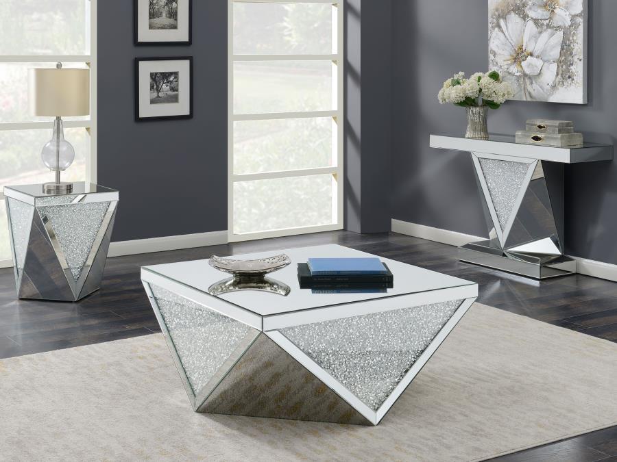 Amore - Mirrored Acrylic Entryway Sofa Console Table - Silver by CoasterElevations | Bel Furniture