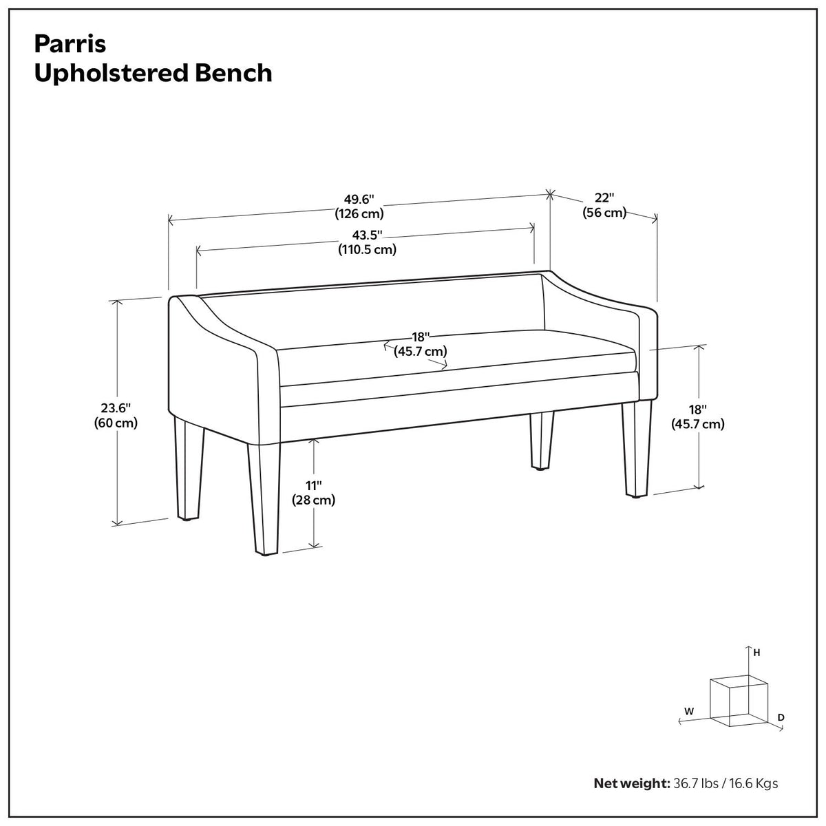 Parris - Contemporary Upholstered Bench