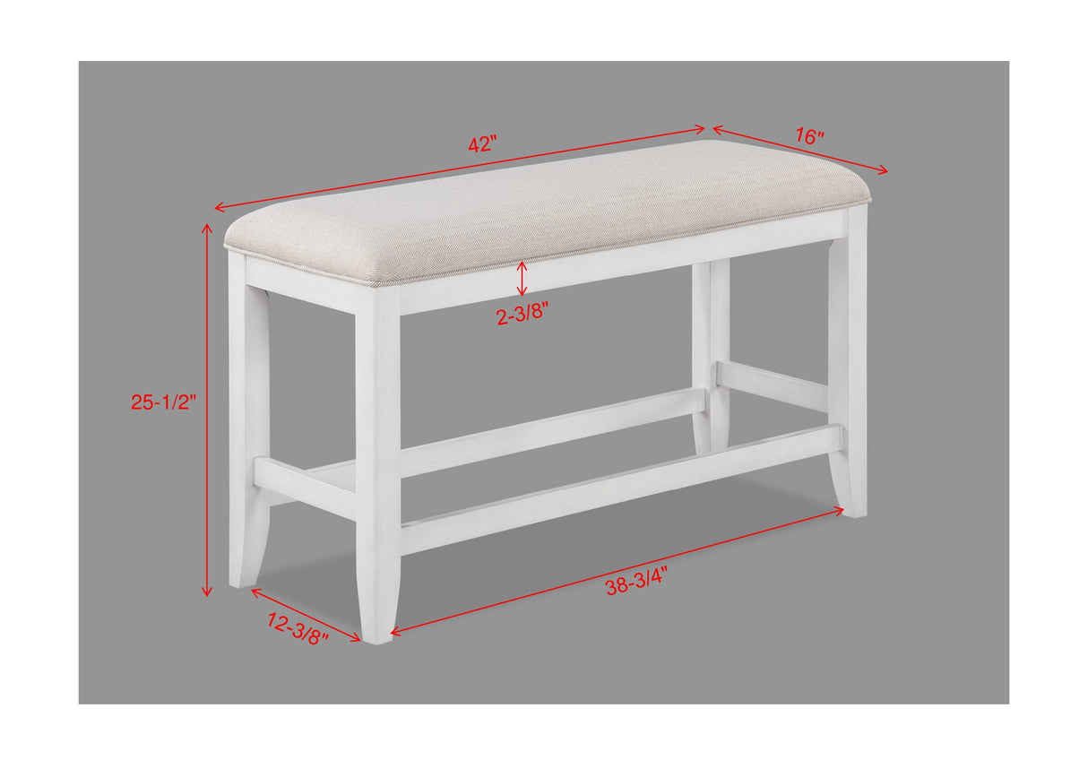 Wendy - Counter Height Bench - White / Beige by Crown Mark | Bel Furniture