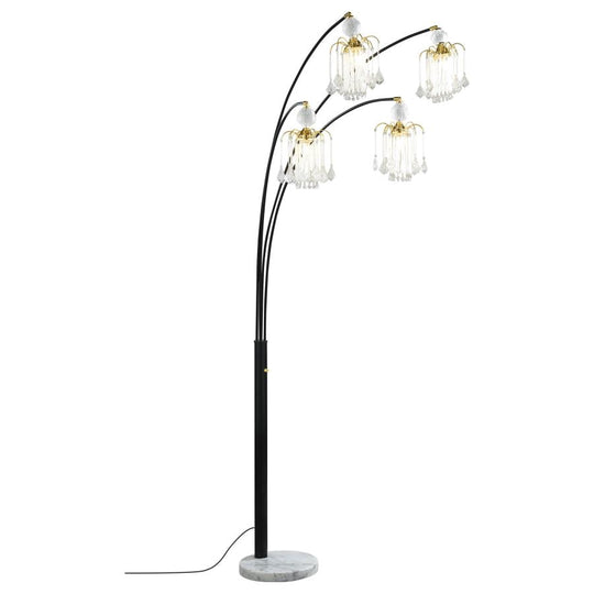 Maisel - Hanging Crystal Arc Tree Floor Lamp - Black