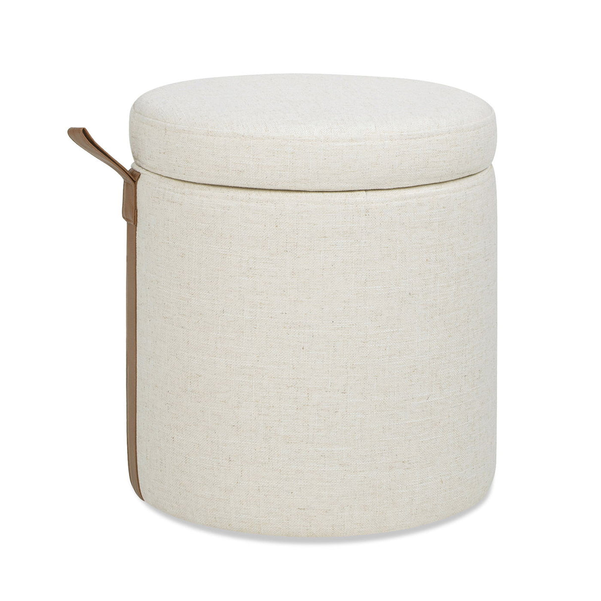 Brandy - Round Upholstered Storage Ottoman With Leather Accent by Jennifer Taylor Home | Bel Furniture