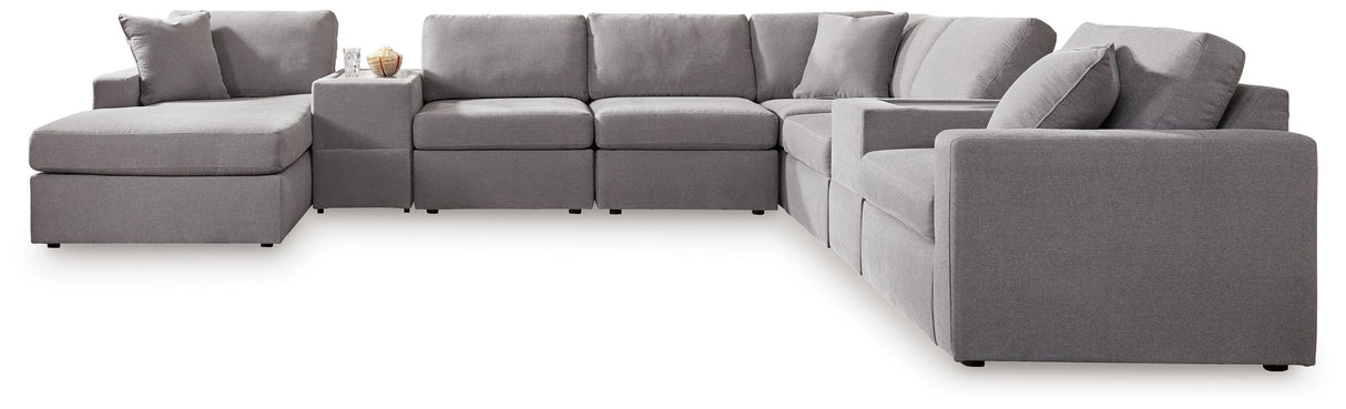 Modmax - Granite - Sectional Gray 8 Pc. Sectional With Laf Corner Chaise And Storage Consoles by Signature Design by Ashley® | Bel Furniture