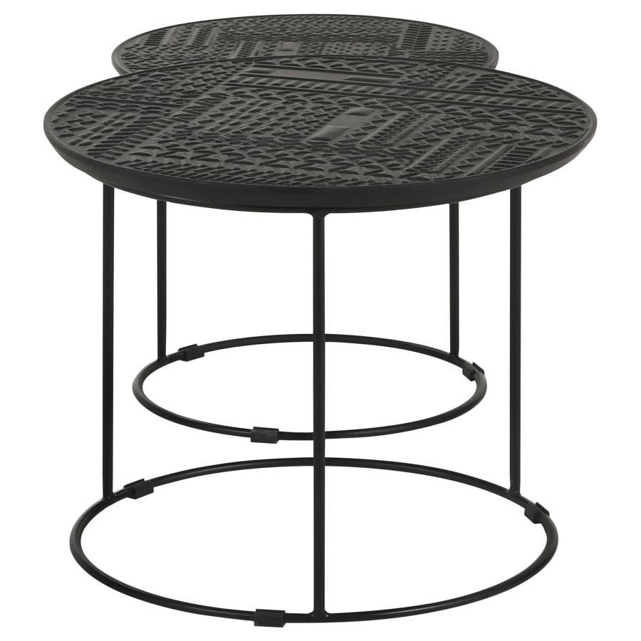 Loannis - 2 Piece Round Mango Wood Nesting Table - Matte Black by CoasterEssence | Bel Furniture