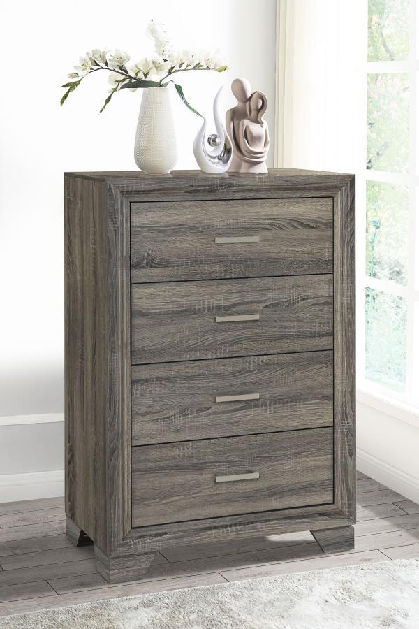 Wright - 4-Drawer Chest Of Drawers - Brown Oak by Coaster Fine Furniture | Bel Furniture