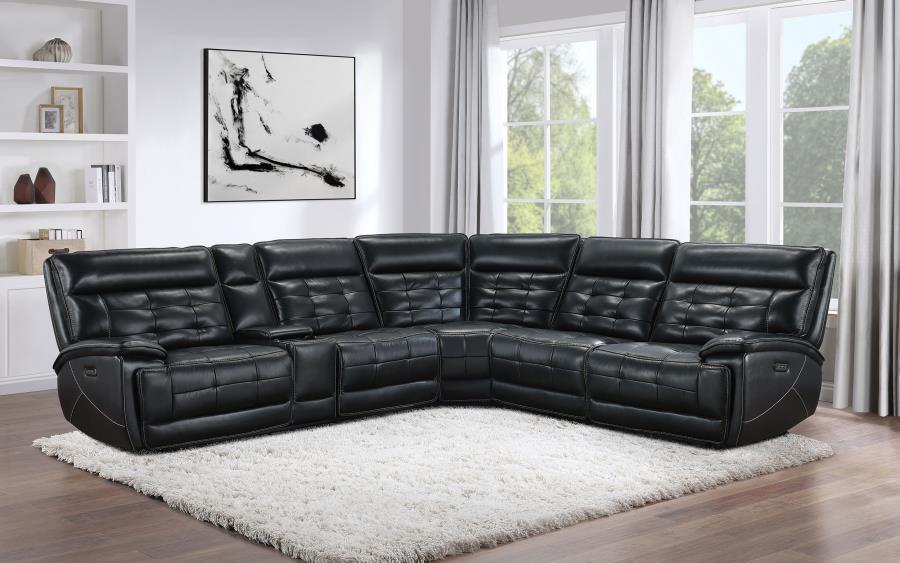 Hewitt - Leather Upholstered Power Reclining Sectional - Black by Coaster Fine Furniture | Bel Furniture