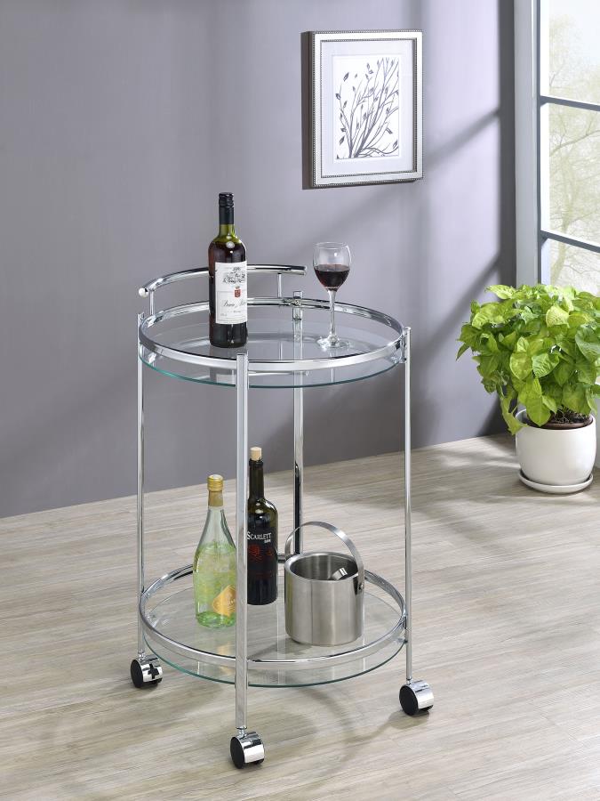 Chrissy - Round Glass Shelf Metal Bar Cart