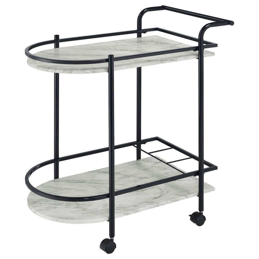 Desiree - 2-Tier Faux Marble Shelf Metal Bar Cart
