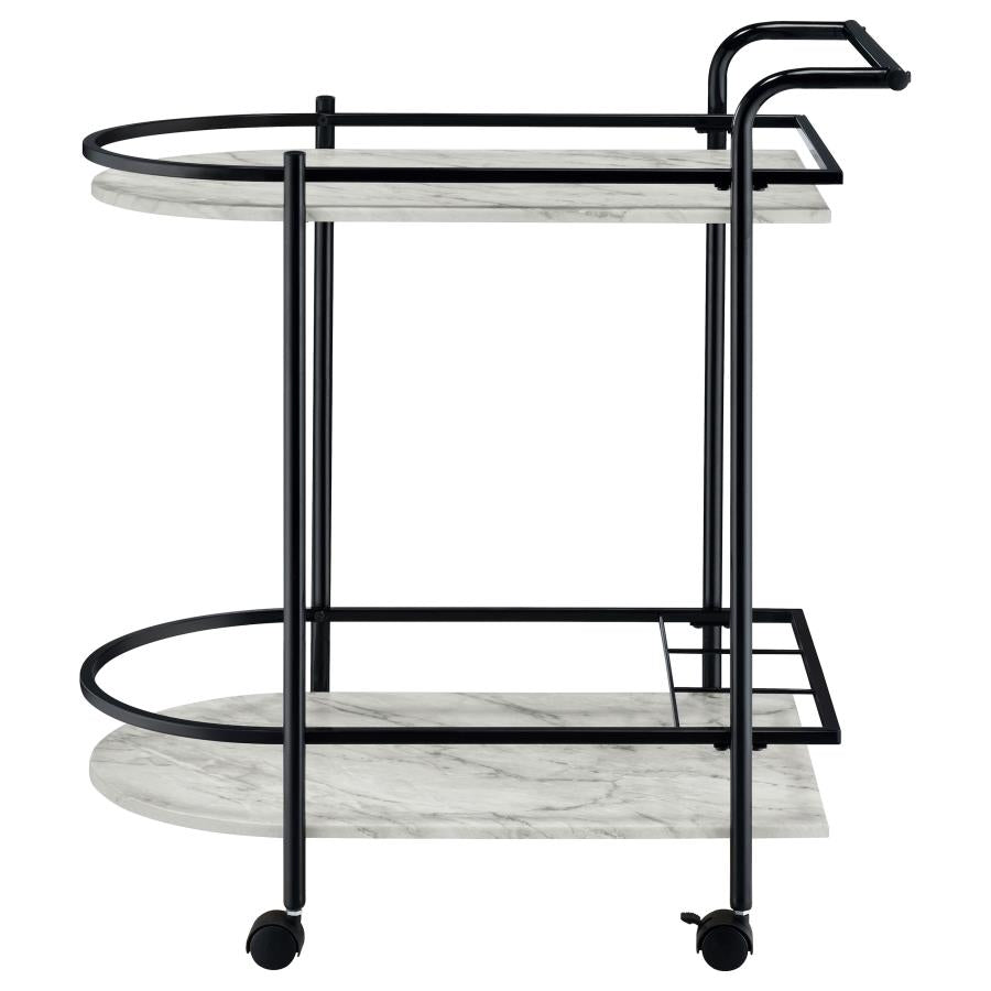 Desiree - 2-Tier Faux Marble Shelf Metal Bar Cart
