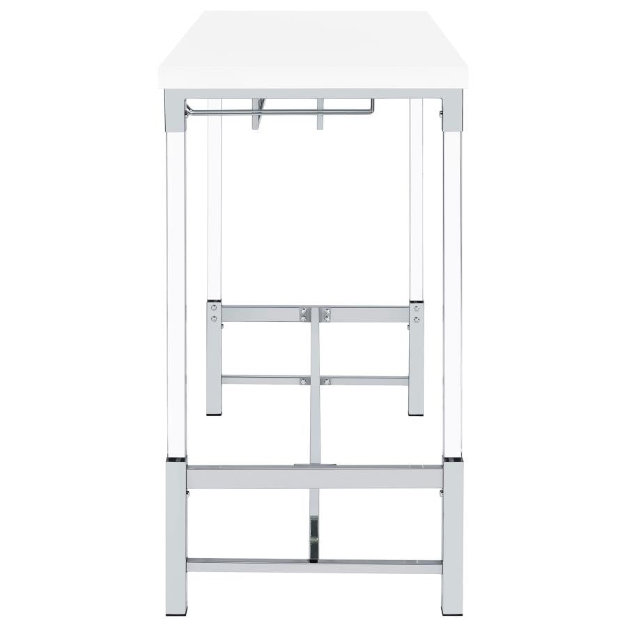 Norcrest - Acrylic Leg Bar Table - White High Gloss