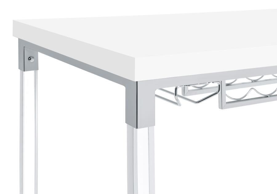 Norcrest - Acrylic Leg Bar Table - White High Gloss