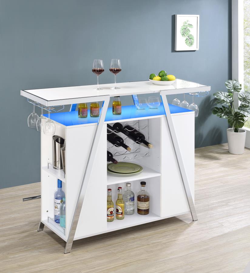 Araceli - Freestanding LED Home Bar Cabinet - White High Gloss